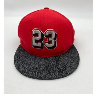 Michael Jordan Bulls 23 Ball Hat Cap Red Snap Back‎ Adjustable OG Hustle Cotton